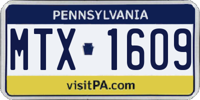 PA license plate MTX1609