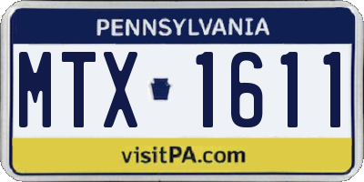 PA license plate MTX1611