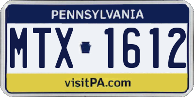 PA license plate MTX1612