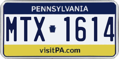 PA license plate MTX1614