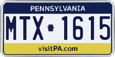 PA license plate MTX1615
