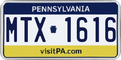 PA license plate MTX1616