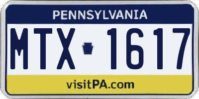 PA license plate MTX1617