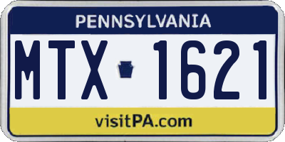 PA license plate MTX1621