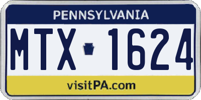 PA license plate MTX1624