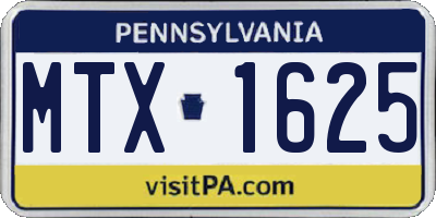 PA license plate MTX1625