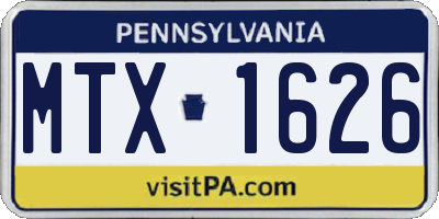 PA license plate MTX1626