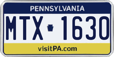 PA license plate MTX1630