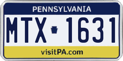 PA license plate MTX1631