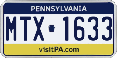 PA license plate MTX1633