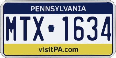 PA license plate MTX1634