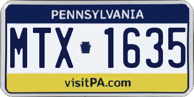 PA license plate MTX1635