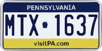 PA license plate MTX1637