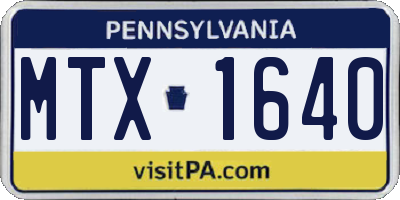 PA license plate MTX1640