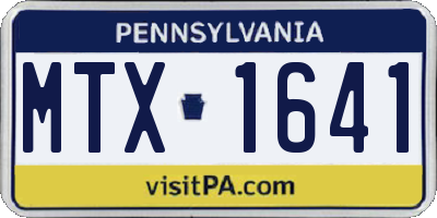 PA license plate MTX1641