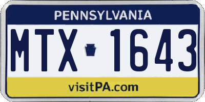 PA license plate MTX1643