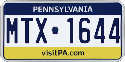 PA license plate MTX1644