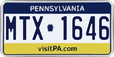 PA license plate MTX1646