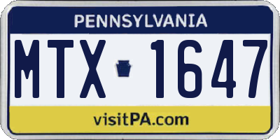PA license plate MTX1647