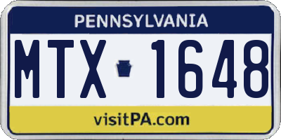 PA license plate MTX1648