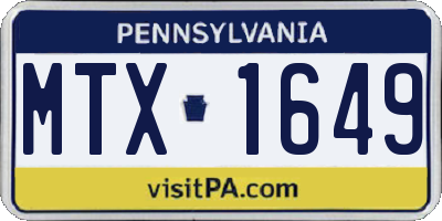 PA license plate MTX1649