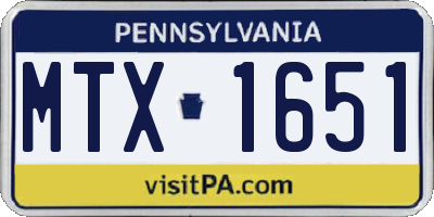 PA license plate MTX1651