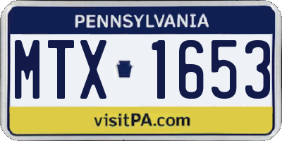 PA license plate MTX1653
