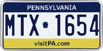 PA license plate MTX1654