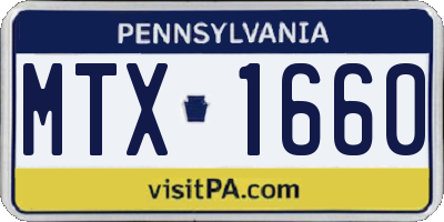 PA license plate MTX1660