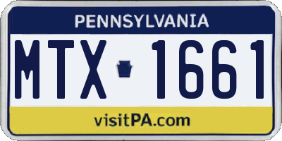 PA license plate MTX1661