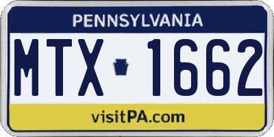 PA license plate MTX1662