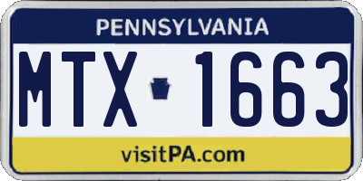 PA license plate MTX1663