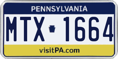 PA license plate MTX1664