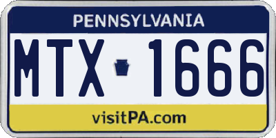 PA license plate MTX1666