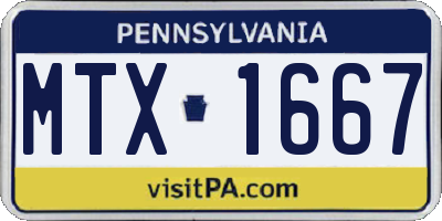 PA license plate MTX1667