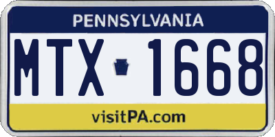 PA license plate MTX1668