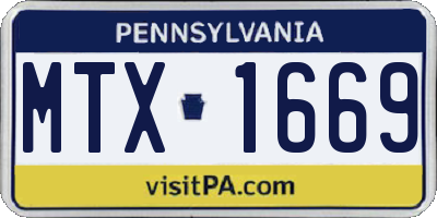PA license plate MTX1669