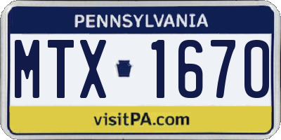 PA license plate MTX1670