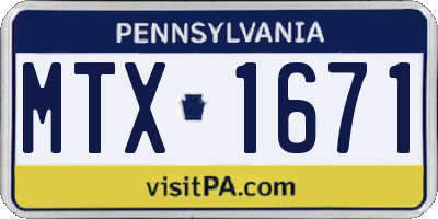 PA license plate MTX1671