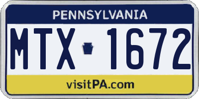 PA license plate MTX1672
