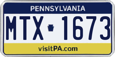 PA license plate MTX1673