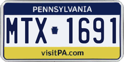 PA license plate MTX1691
