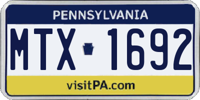 PA license plate MTX1692