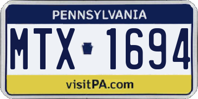 PA license plate MTX1694