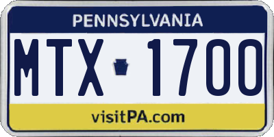 PA license plate MTX1700