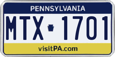PA license plate MTX1701
