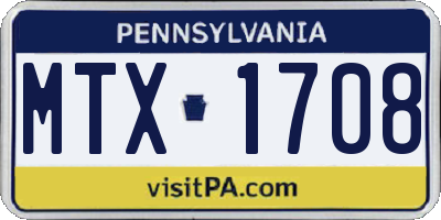 PA license plate MTX1708