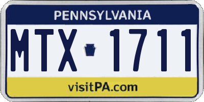 PA license plate MTX1711