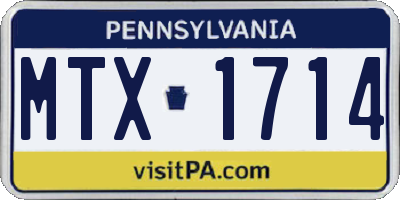 PA license plate MTX1714