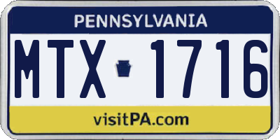 PA license plate MTX1716